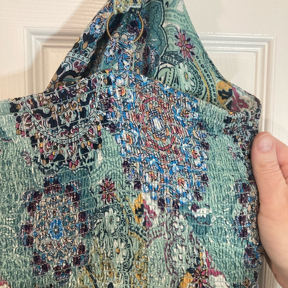 Maurices vibrant Y2K boho paisley sleeveless v-neck midi babydoll dress size XL - Picture 6 of 9